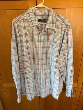 Vineyard Vines Classic Fit Murray Shirt Blue Red Plaid Long Sleeve XL